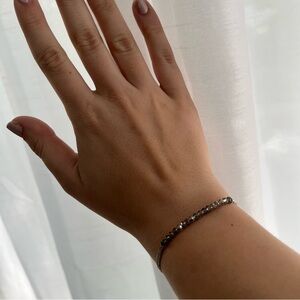 Dainty Stella and Dot grey silver beaded tennis bracelet